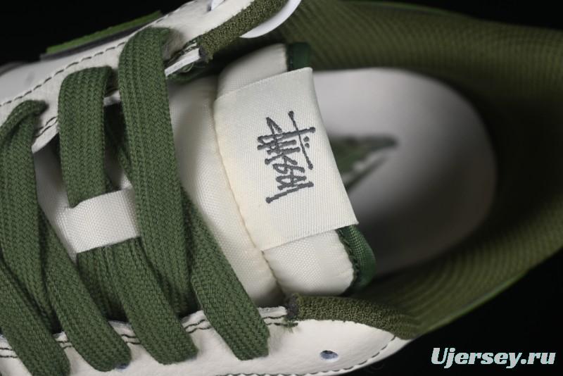Nike Air Force 1 '07 Low Stussy Collaboration Dual-Tone Beige Green Casual Sneakers with Strap - XS1958-525