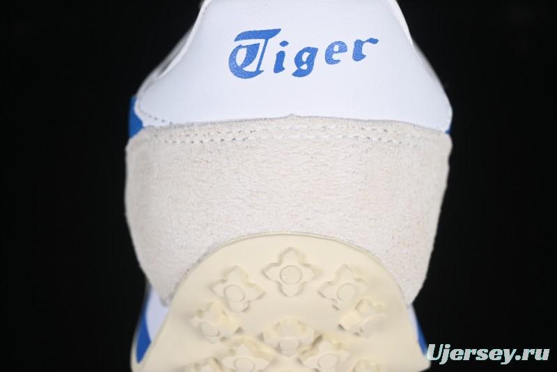 Onitsuka Tiger Vintage Runner Sneakers - White/Grey with Blue & Red Accents