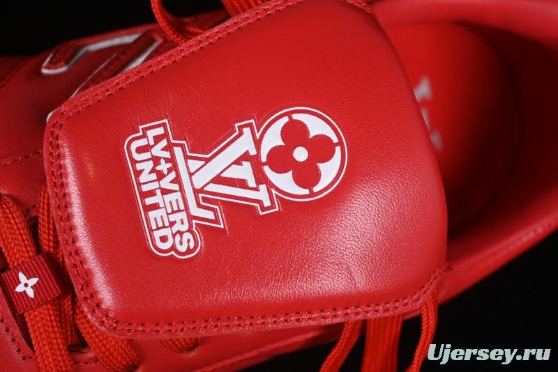 Louis Vuitton Footprint Soccer Low-Top Lifestyle Sneakers Round Toe Lace-Up Casual Shoes Red - AJF6