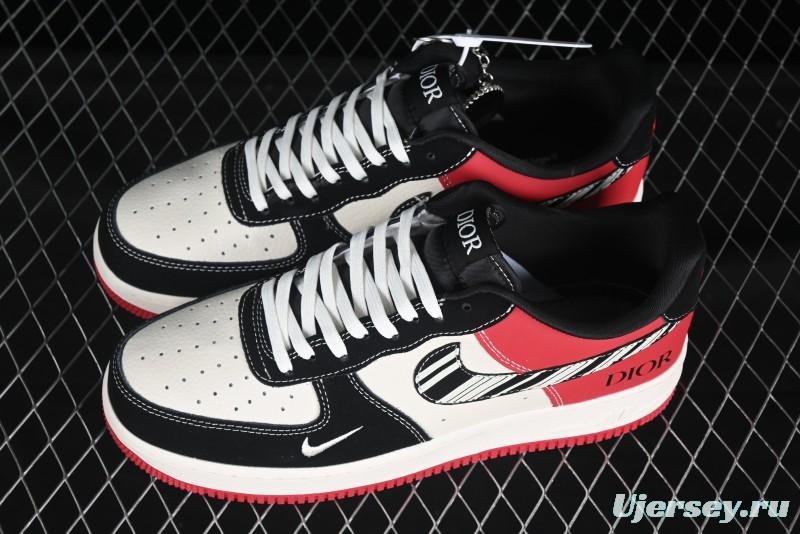 Nike Air Force 1'07 Low Dior Collaboration Red Black Zebra Print Casual Sneakers - KK1988-066