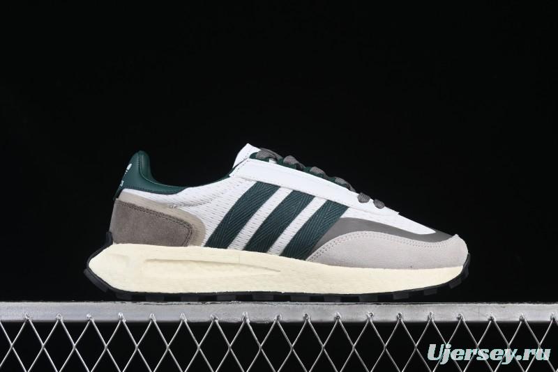 Adidas Retro-Inspired Sneakers - White, Grey & Green with Boost Sole