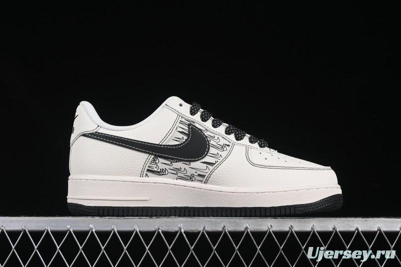 Nike Air Force 1 '07 Low Custom Casual Sneakers with Multiple Swoosh Design - HH7518-068