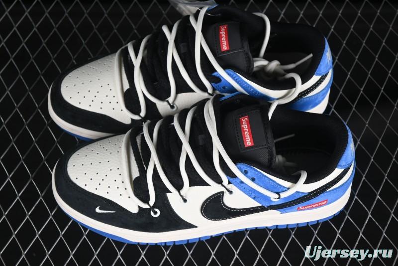 Nike SB Dunk Low Sup Series Strap Black White Black Swoosh Anniversary Custom Low-Top Casual Skate Shoes - YX5066-271