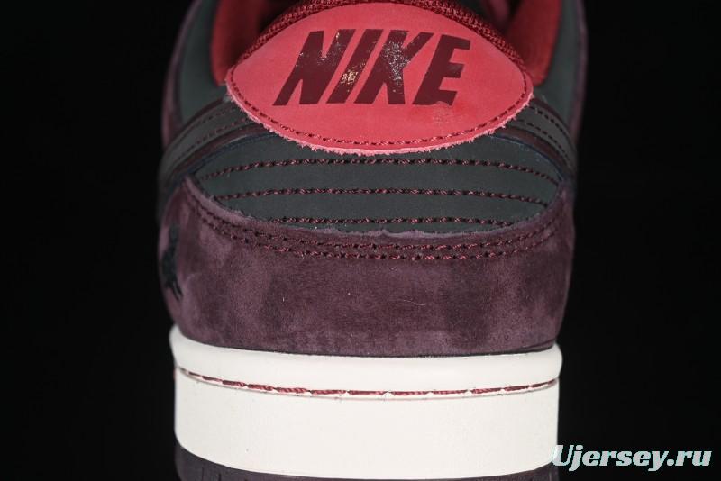 Nike SB Dunk Low "Dark Burgundy & Black" - Premium Suede Skate Shoes