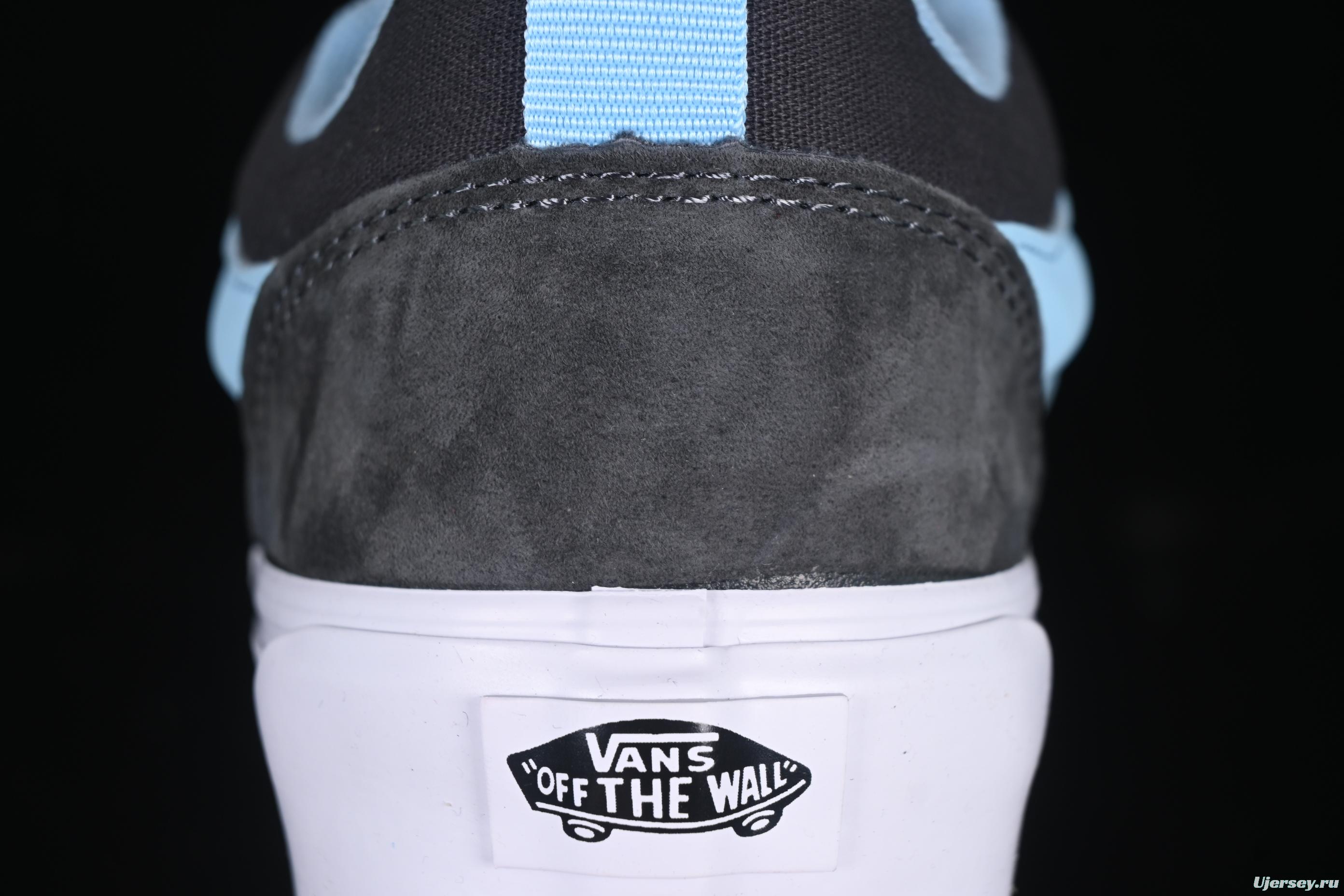 Men's Classic Skate Shoes with Light Blue Side Stripe – Suede and Canvas Design