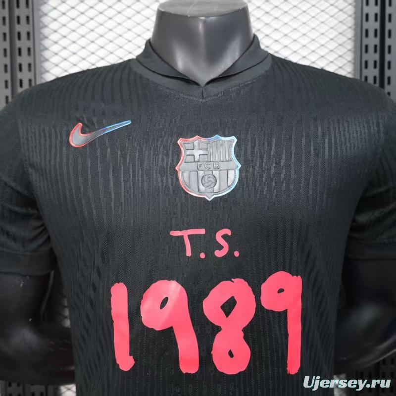 Player Version 25/26 FC Barcelona Black with Pink "T.S. 1989" Jersey