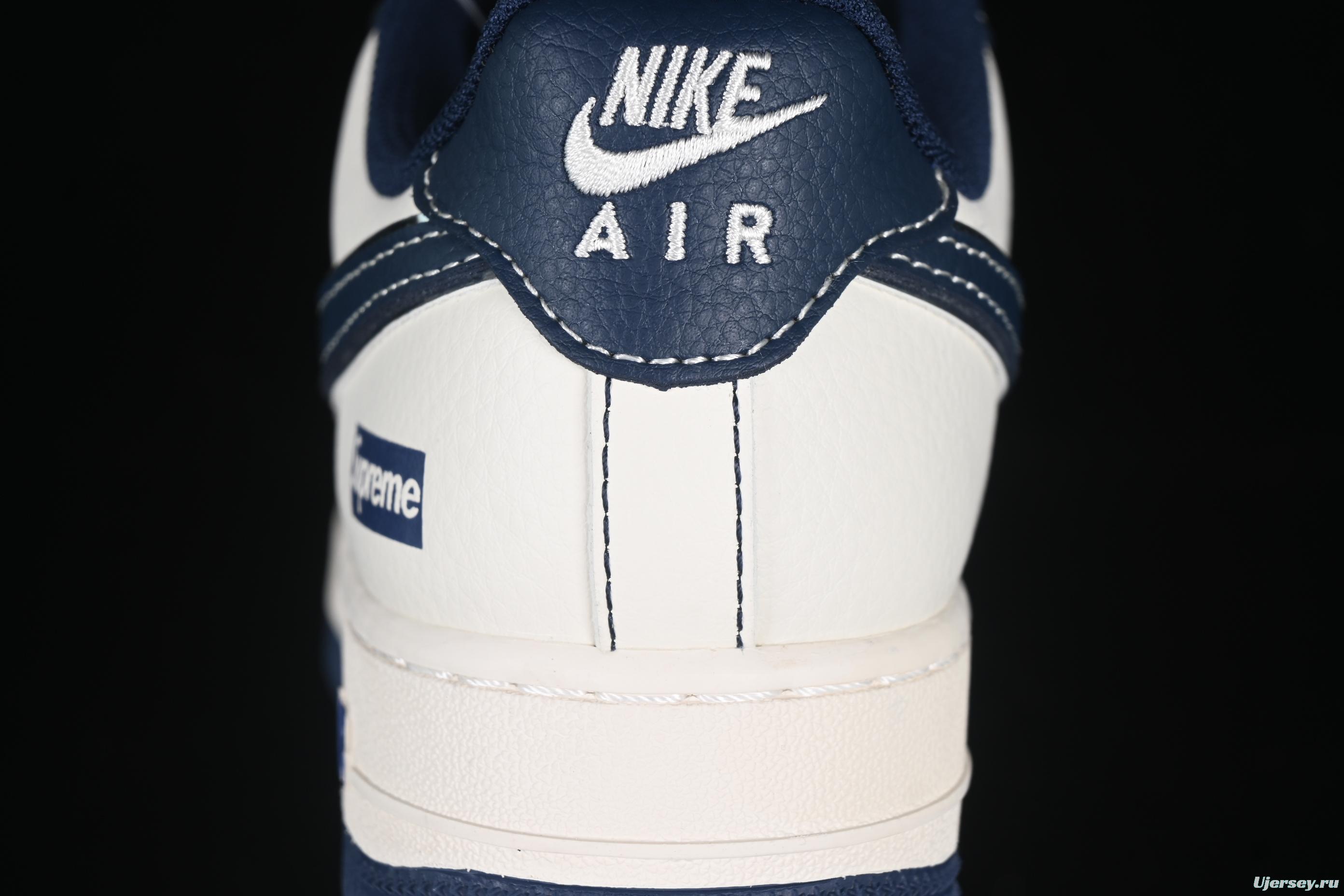 Nike Air Force 1 '07 Low Supreme Collaboration Dark Blue Swoosh Casual Sneakers - XS1958-524