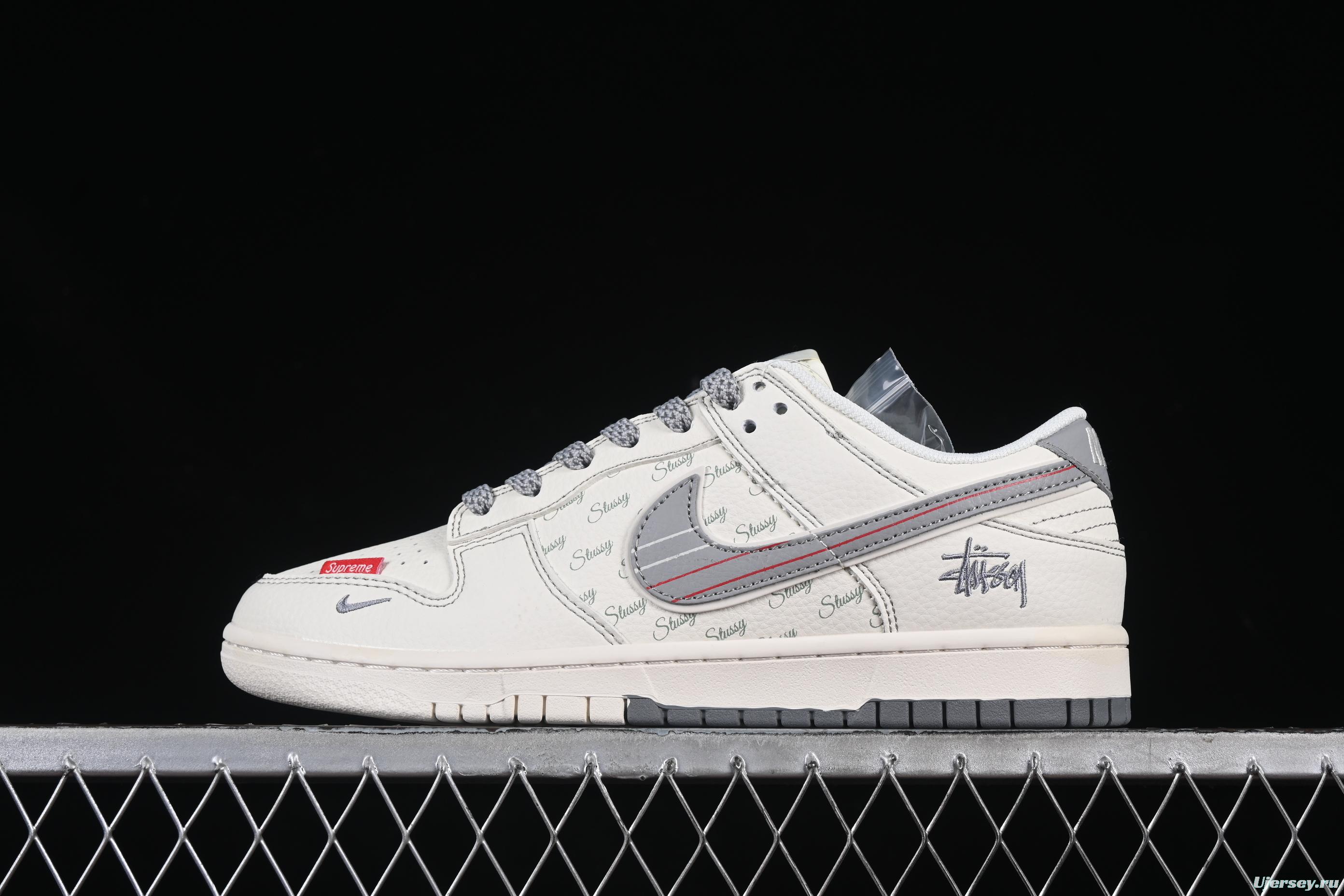 Nike SB Dunk Low Stussy Anniversary Customized Low-Top Casual Skate Shoes with Stripe Swoosh - XS6089-535