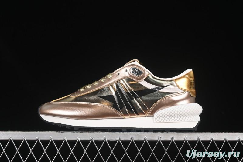 Golden Goose Marathon White Black Gold Comfortable Low-Top Lifestyle Sneakers - H8D4