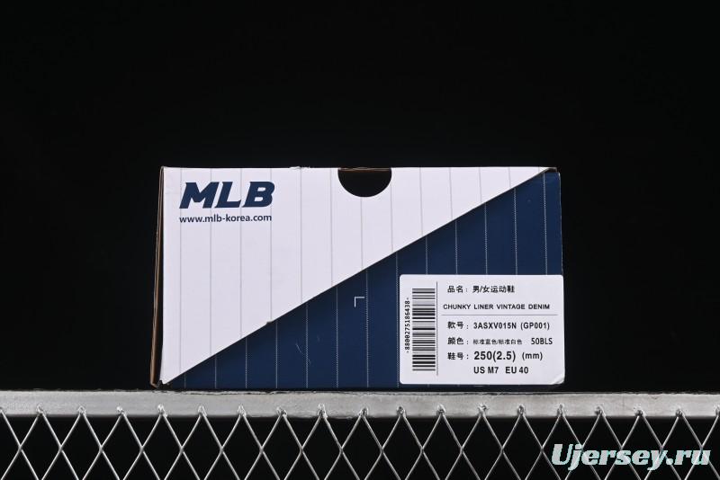 New York Yankees MLB Chunky Liner Lightweight Platform Sneakers with Hook and Loop Closure - 3ASXV015N50BLS