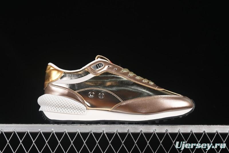 Golden Goose Marathon White Black Gold Comfortable Low-Top Lifestyle Sneakers - H8D4