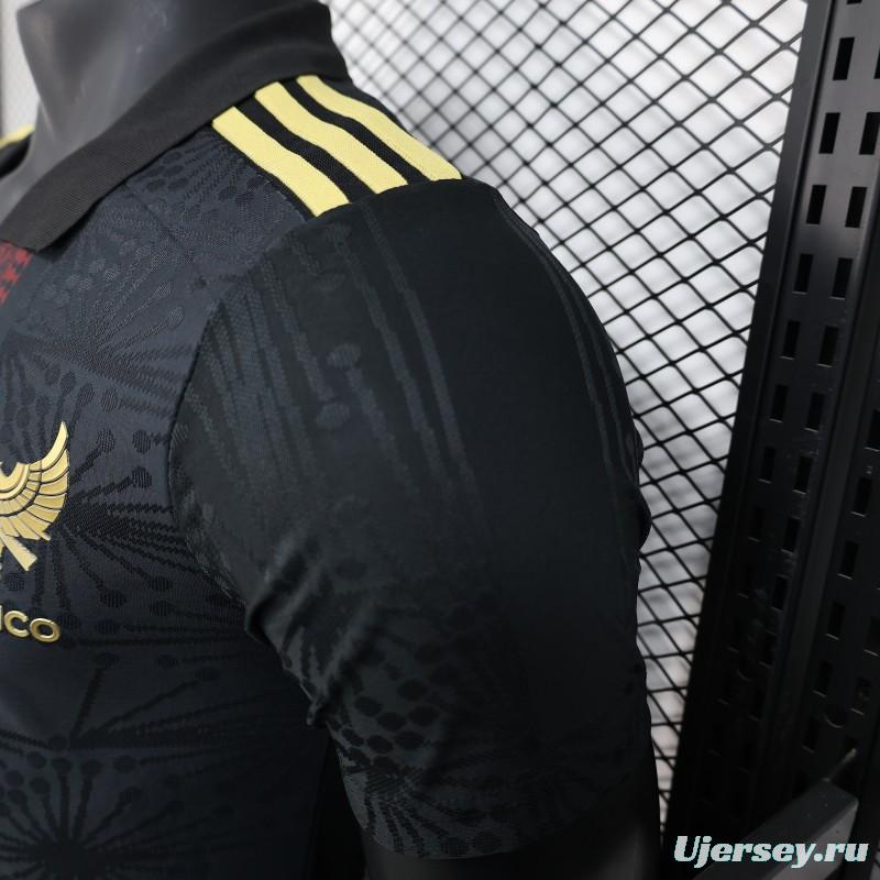 Player Version 2025 Mexico Black with Traditional Pattern Design Jersey