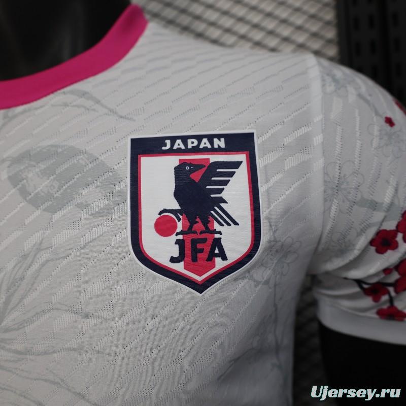 Player Version 2025 Japan White with Blue and Red Bird Jersey