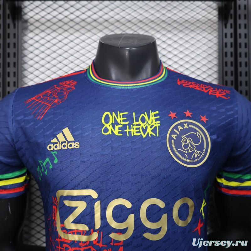 Player Version 25/26 JAjax Jersey with Bob Marley Tribute Design and Inspirational Quotes