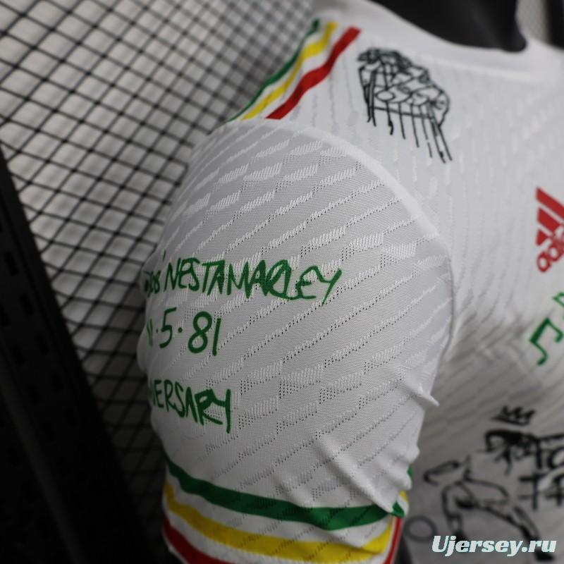 Player Version 25/26 Ajax White Jersey with Bob Marley Tribute Design