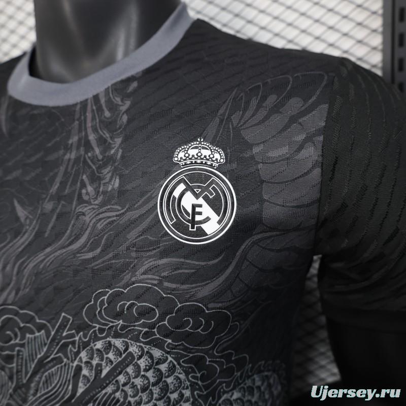 Player Version 25/26 Real Madrid Black with Dragon Design Jersey