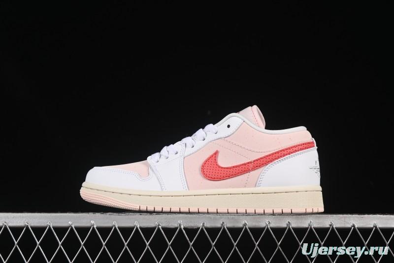 Nike Air Jordan 1 Low AJ1 White Pink Low-Top Casual Sneakers - IB8156-133