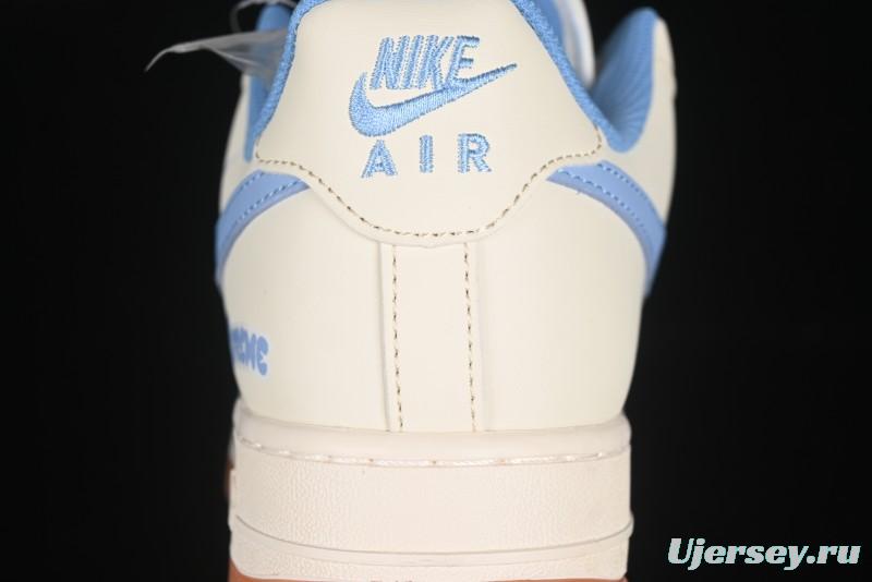 Nike Air Force 1 '07 Low Supreme Collaboration Blue Swoosh Gum Sole Casual Sneakers - XS1958-547