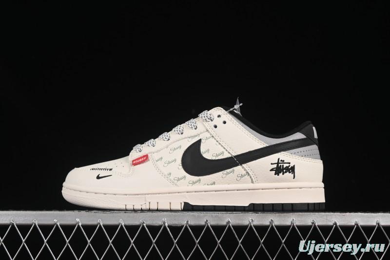 Nike SB Dunk Low Stussy Collaboration 3D Black Swoosh Anniversary Custom Low-Top Casual Skate Shoes - XS6089-537