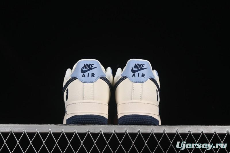 Nike Air Force 1 '07 Low Bape Collaboration Light Blue Swoosh Casual Sneakers - XS1958-554