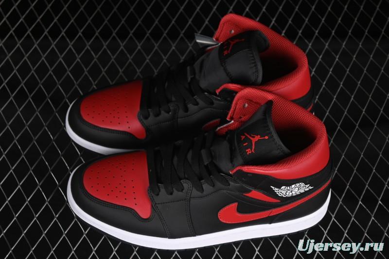 Nike Air Jordan 1 Mid AJ1 Black Red Mid-Top Casual Sneakers - DQ8426-067
