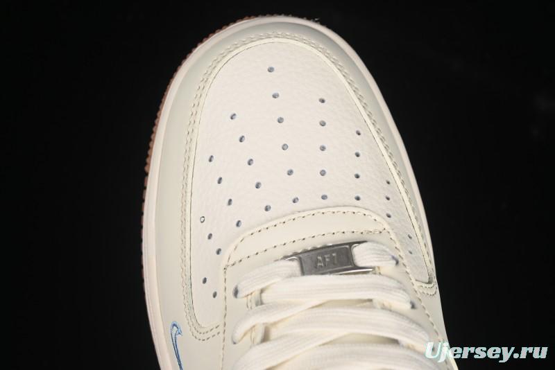 Nike Air Force 1 '07 Low Supreme Collaboration Blue Swoosh Gum Sole Casual Sneakers - XS1958-547