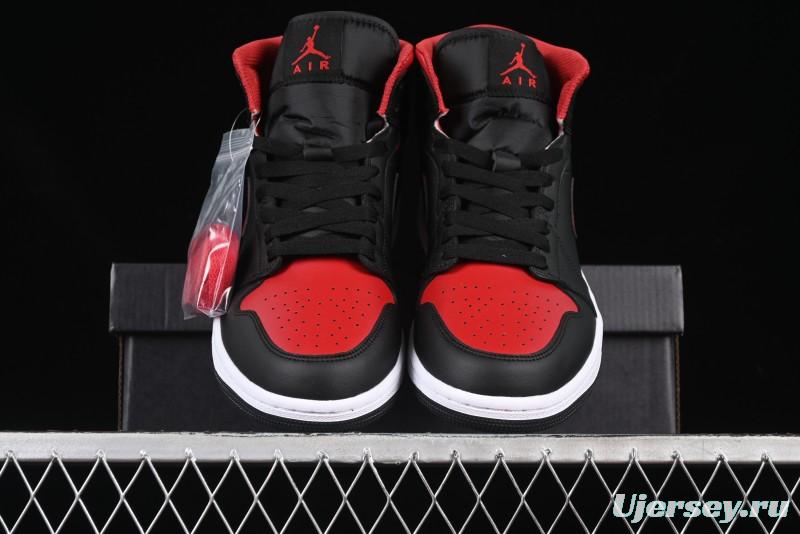 Nike Air Jordan 1 Mid AJ1 Black Red Mid-Top Casual Sneakers - DQ8426-067