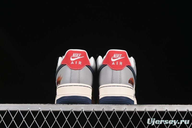 Nike Air Force 1 '07 Low Stussy Double Flame Casual Sneakers with Full-Length Air Cushion - XS1958-555