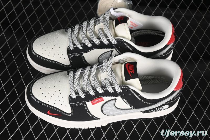 Nike SB Dunk Low The North Face x Supreme Triple Collaboration Sketch Grey Anniversary Custom Low-Top Casual Skate Shoes - CS1688-105
