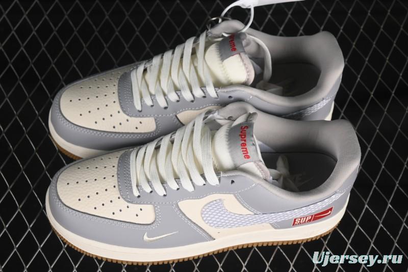 Nike Air Force 1 '07 Low Supreme Collaboration Light Grey Gum Casual Sneakers - KK1988-075