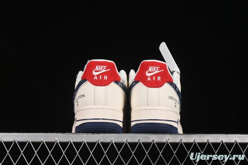 Nike Air Force 1'07 Low LV Collaboration Blue Denim Swoosh Casual Sneakers - XX3168-128