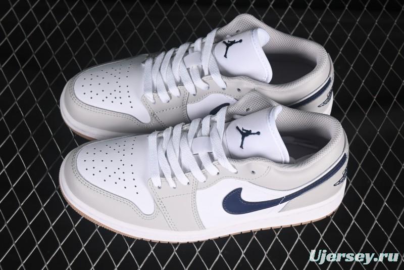 Nike Air Jordan 1 Low AJ1 Casual Sneakers with Blue Swoosh - 553558-146