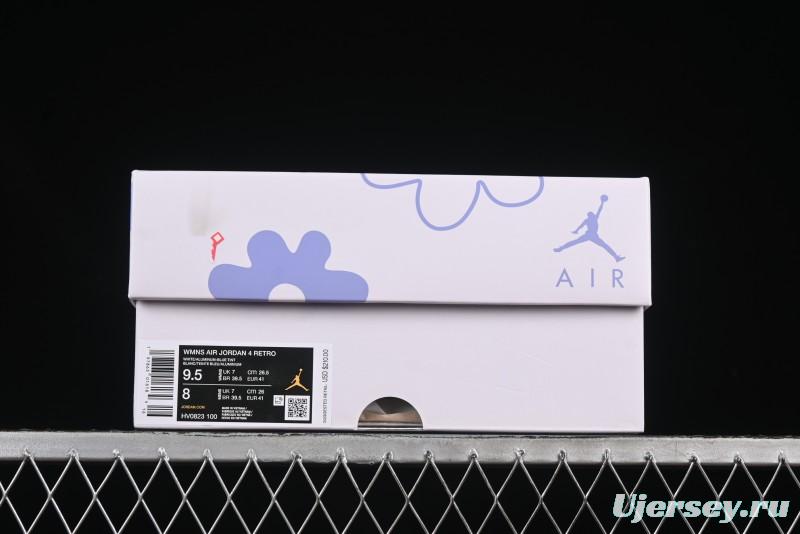 Nike Air Jordan 4 Retro "Forget Me Not" Mothers Day Sneakers with Floral Accents - HV0823-100