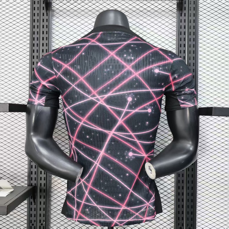 Player Version 25/26 Paris Saint-Germain PSG Black with Neon Geometric Network Jersey