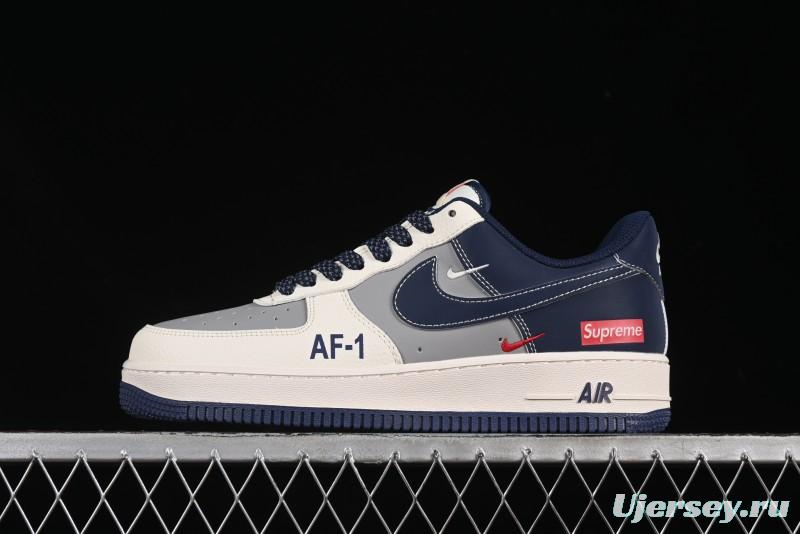 Nike Air Force 1 '07 Low Supreme Collaboration Grey Blue Casual Sneakers - HH7518-054