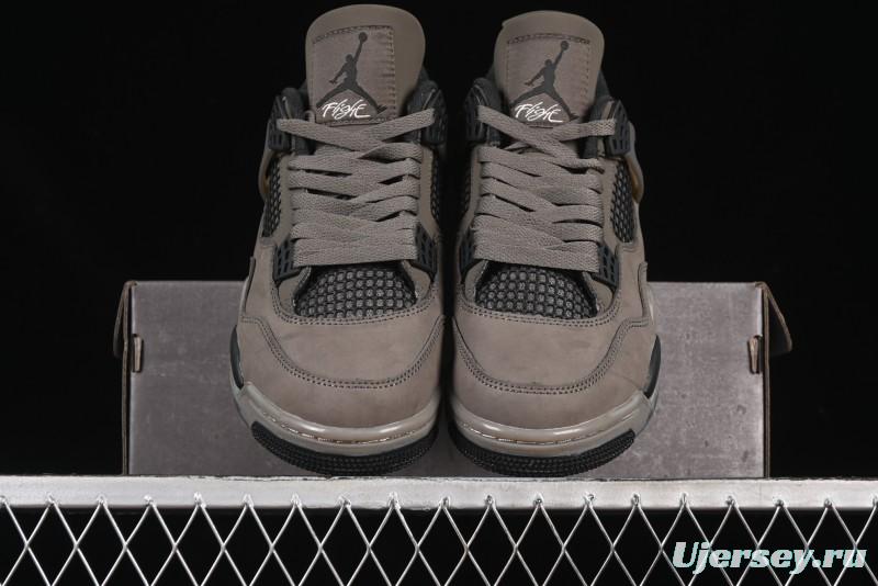 Nike Air Jordan 4 Retro Sneakers in Cave Stone Brown Suede with Black Mesh - FV5029-200