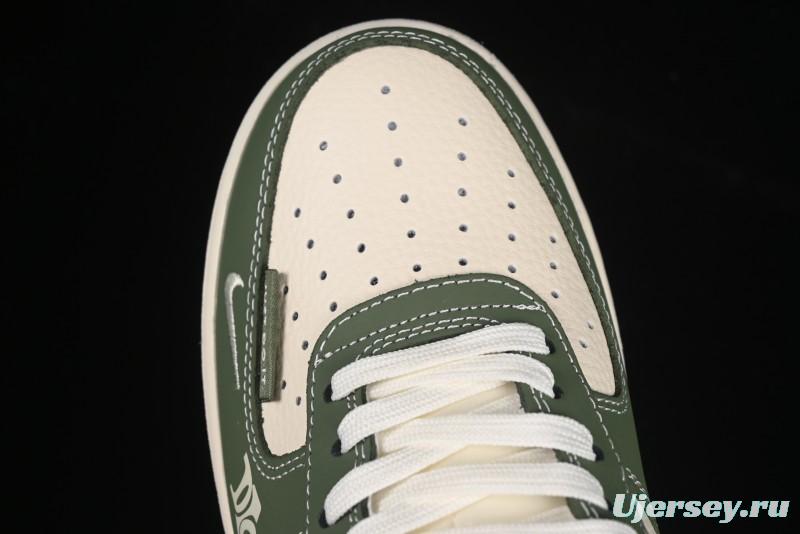 Nike Air Force 1'07 Low Dior Collaboration Dark Green Floral Swoosh Casual Sneakers - KK1988-081