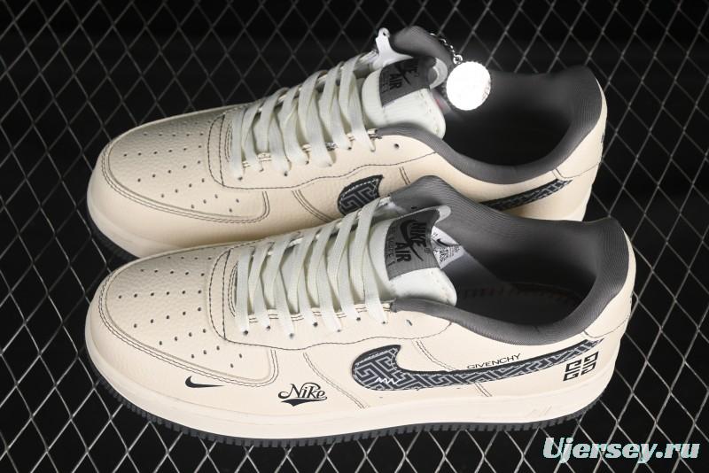 Nike Air Force 1 '07 Low Givenchy Collaboration Pattern Beige Grey Casual Sneakers - DF0188-057