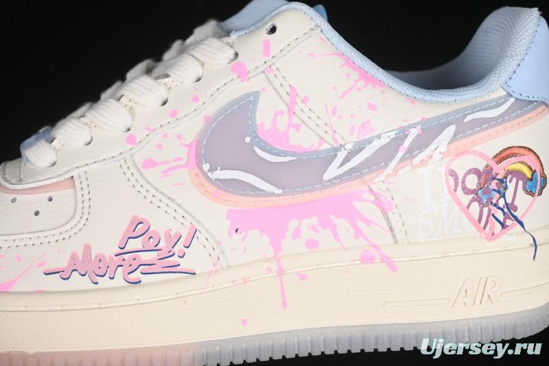 Nike Air Force 1'07 Low Pink and Blue Love Limited Edition Casual Sneakers - CW1574-058