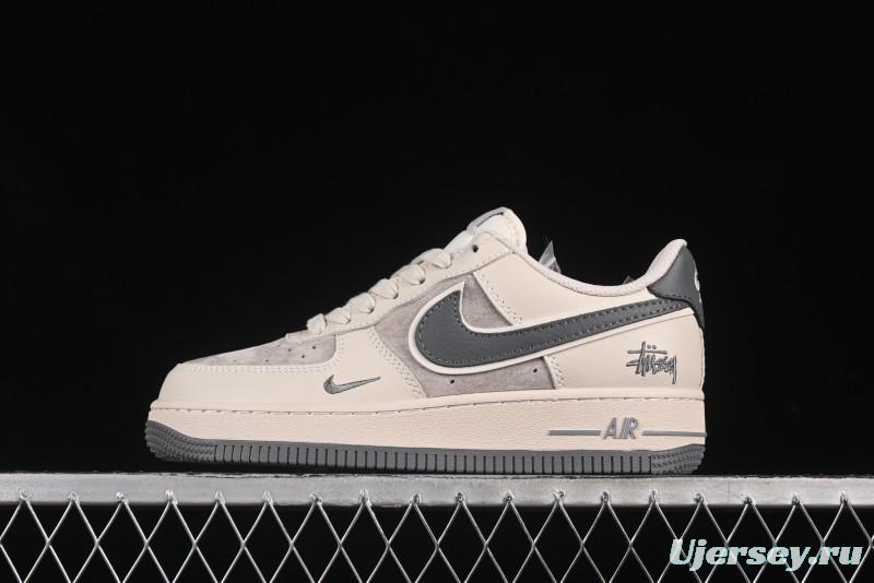 Nike Air Force 1 '07 Low Stussy Collaboration Pig Grey Swoosh Grey Sole Casual Sneakers - XX3168-126