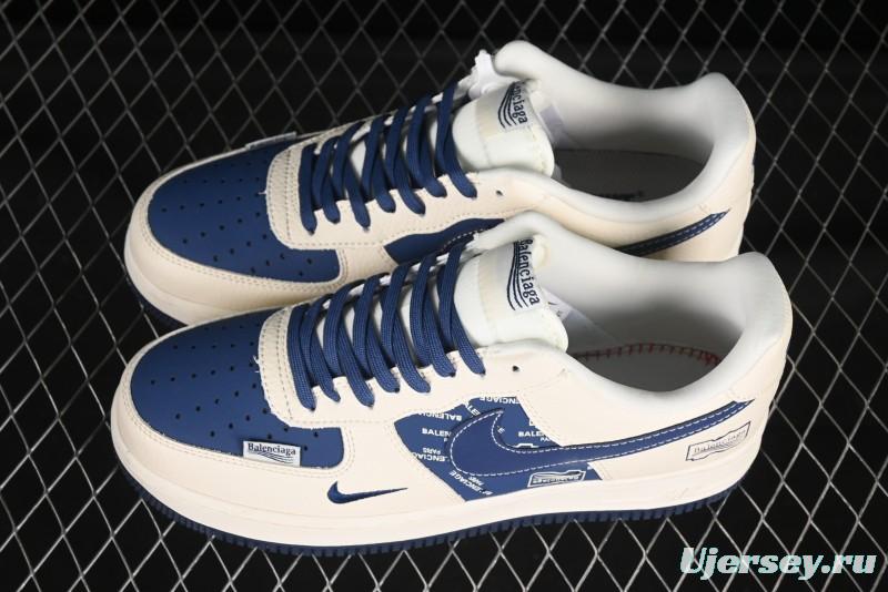 Nike Air Force 1'07 Low Balenciaga Collaboration Blue Woven Label Low-Top Casual Sneakers - DF0188-062