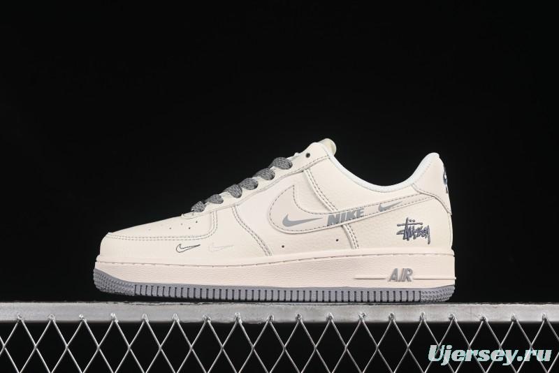 Nike Air Force 1 '07 Low Stussy Collaboration Beige Mini Swoosh Casual Sneakers - HH7518-064