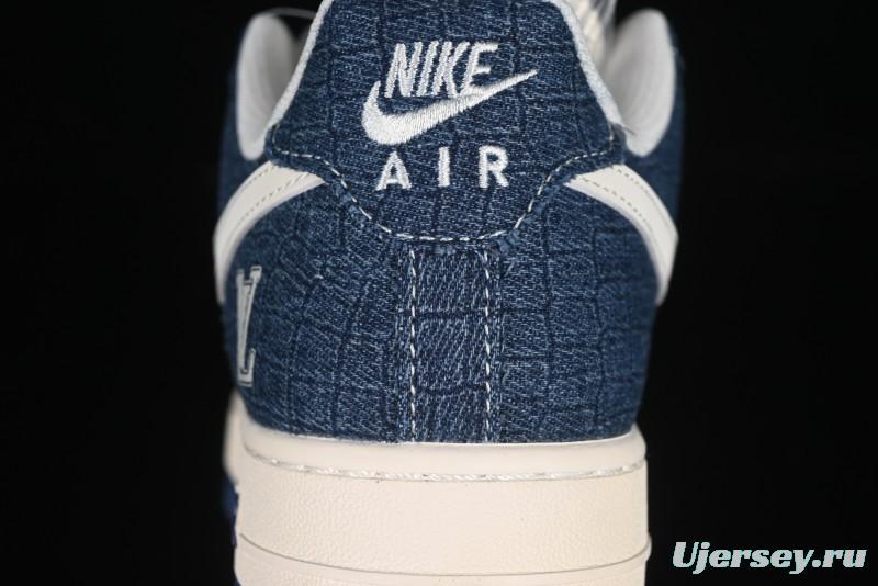 Nike Air Force 1'07 Low LV Collaboration Dark Blue Checkerboard Casual Sneakers - XS1958-551