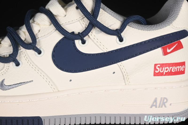 Nike Air Force 1 '07 Low Supreme Collaboration Two-Tone Blue Grey Lace-Up Casual Sneakers - DM6868-068