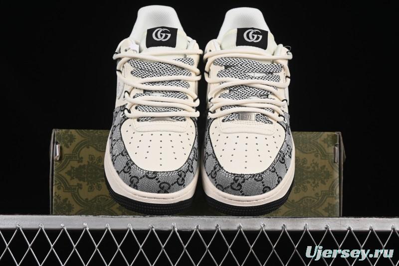 Nike Air Force 1'07 Low Gucci Collaboration Grey Pattern Drawstring Casual Sneakers - YX5066-319