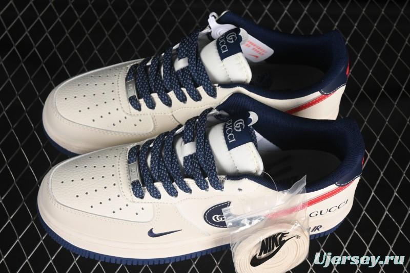 Nike Air Force 1'07 Low Gucci Collaboration Blue Red Swoosh Casual Sneakers - JJ2508-713