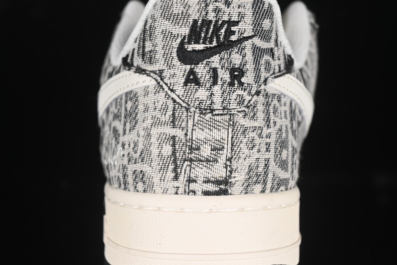 Nike Air Force 1 '07 Low Dior Collaboration Pattern Black White Swoosh Casual Sneakers - XS1958-581