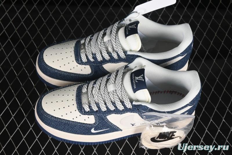 Nike Air Force 1'07 Low LV Collaboration Dark Blue Checkerboard Casual Sneakers - XS1958-551