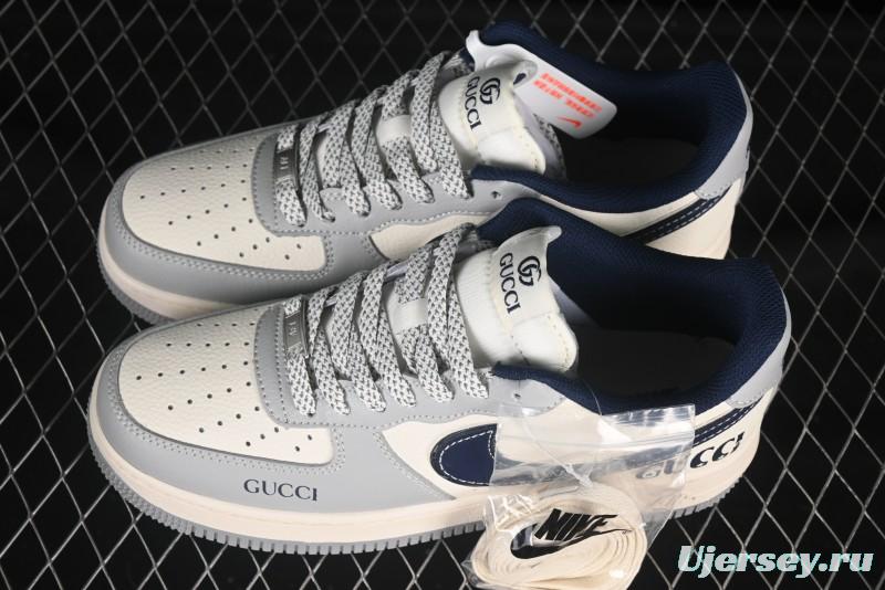 Nike Air Force 1 '07 Low Gucci Collaboration Grey Blue Swoosh Casual Sneakers - XS1958-543