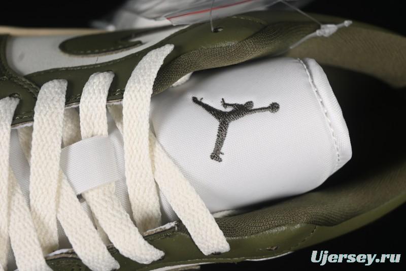 Nike Air Jordan 1 Low AJ1 Military Green White Casual Lifestyle Sneakers - DC0774-122